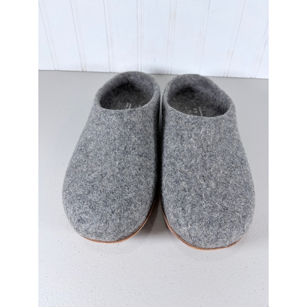 Kyrgies High Back Wool Felt Slippers Gray Handmade Suede Sole Womens 40 US 9.5